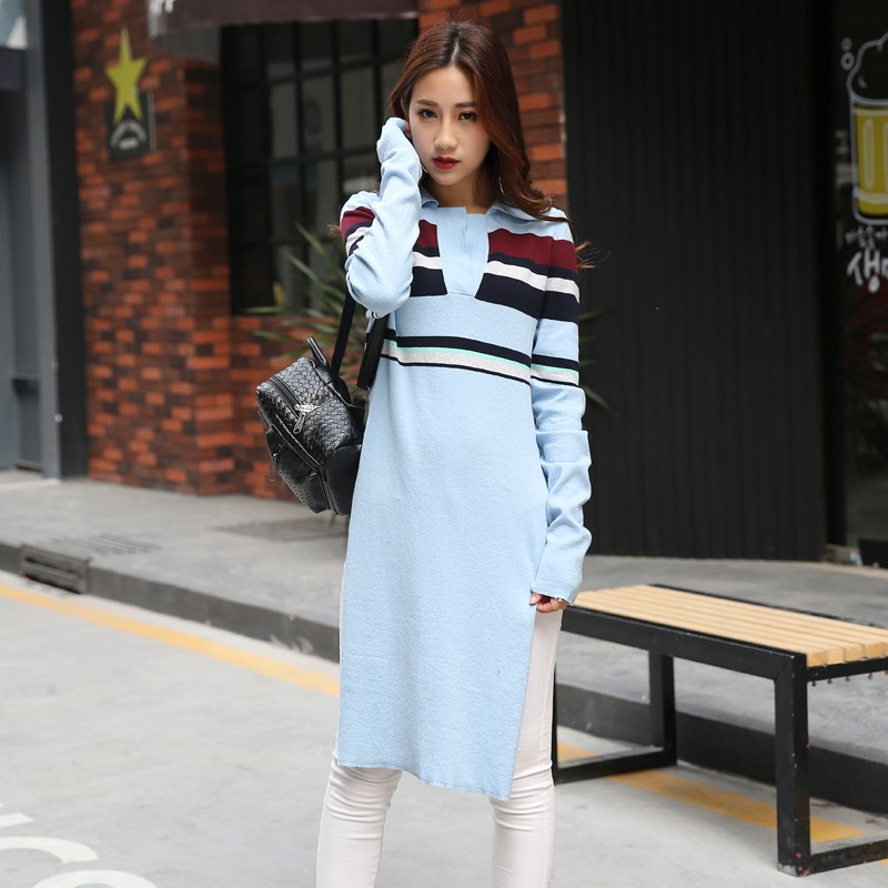 Women's blue knit dress