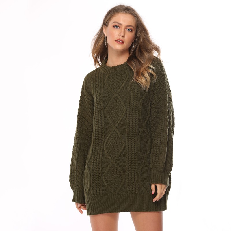 Women's wear twist stick needle long loose casual sweater