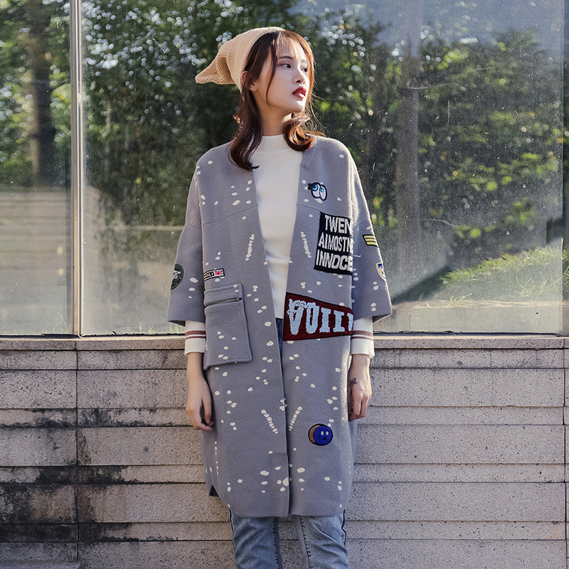 2019 Autumn new Korean style female fashionable woollen knitwear coat