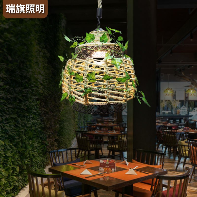 Creative bar in hotpot restaurant. Retro Plant Decorative Chandelier