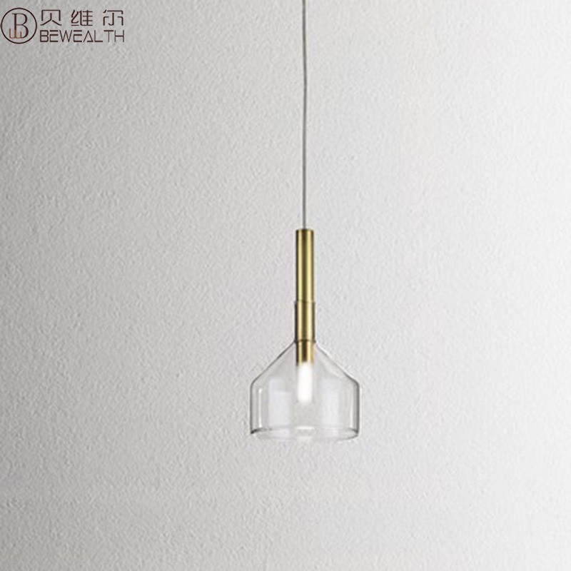 BEWEALTH Modern Pendant Lamp LED clear glass brushed bronze BP8668