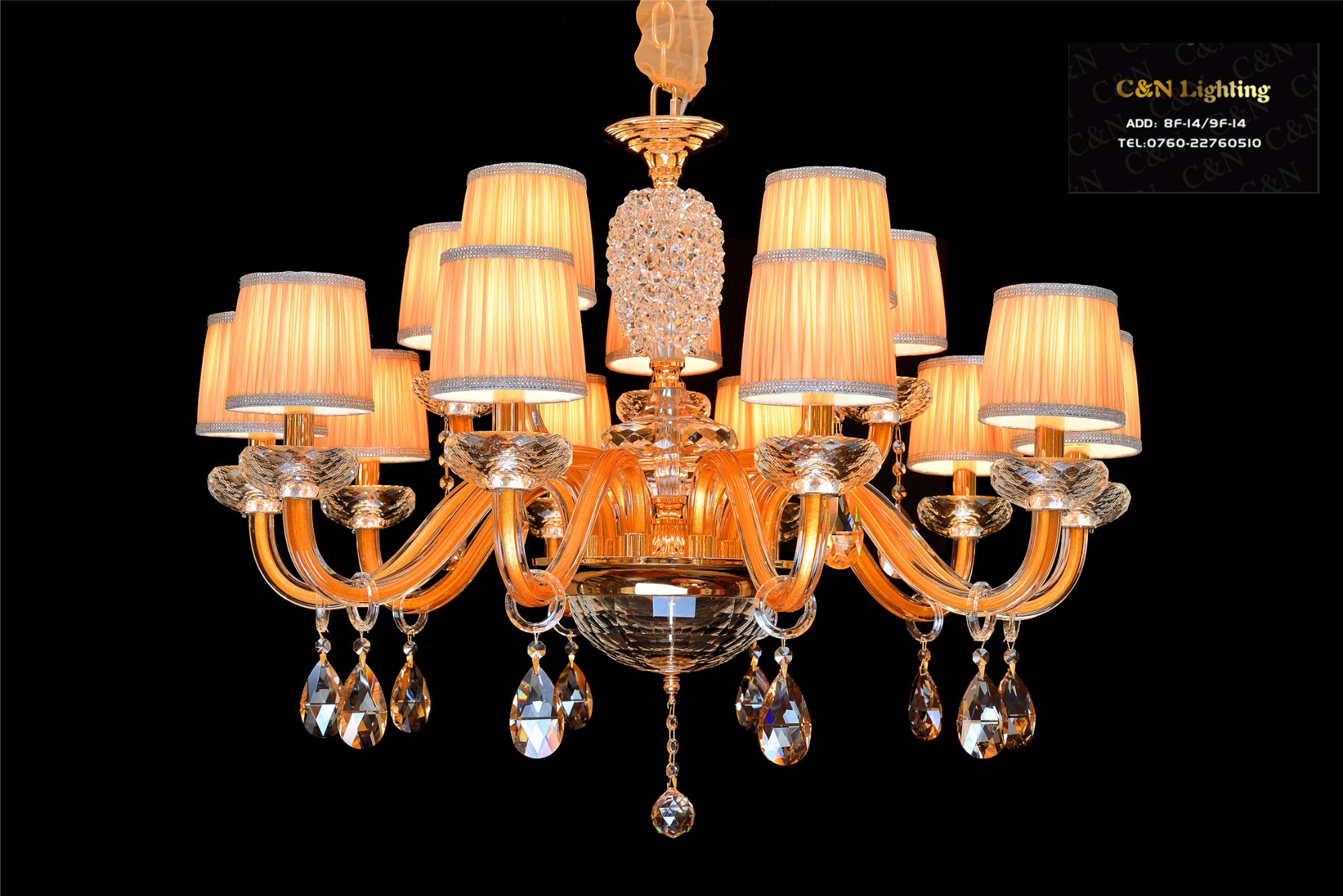 Crystal chandelier with glass cover