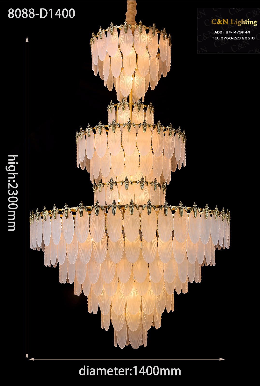 Milky white leaf glass crystal chandelier