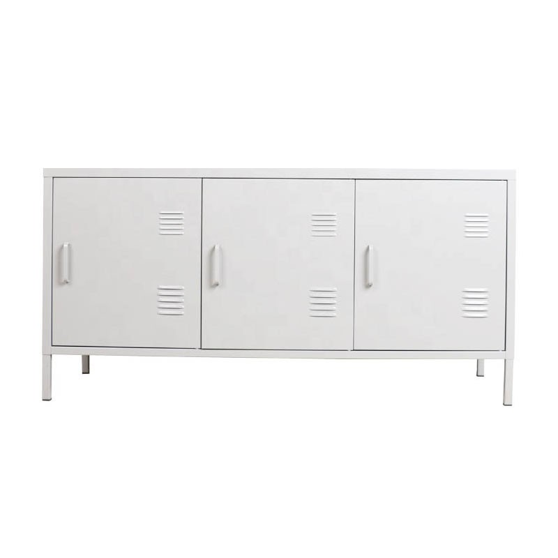 Modern save space 3 door steel tv stands cabinets with showcase