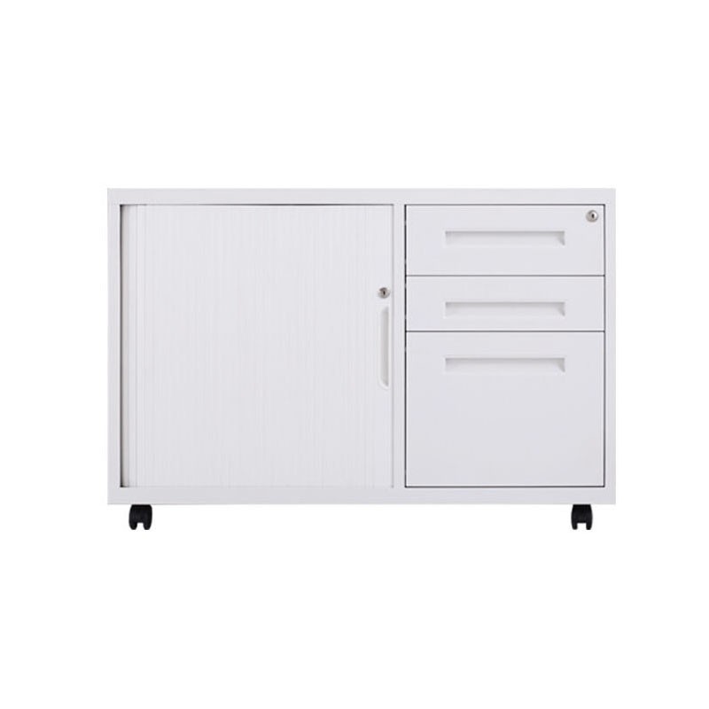 Plastic tambour door 3 drawer hanging mobile pedestal side cabinet 