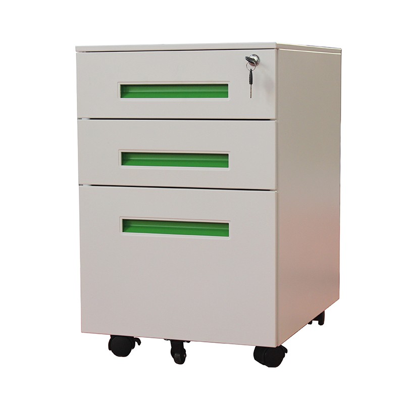 Office furniture vertical 3 drawer steel  mobile cabinet with locking