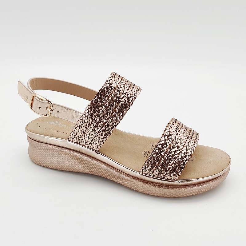 2020ss latest PU outsole soft insole knitted upper lady's flat sandals