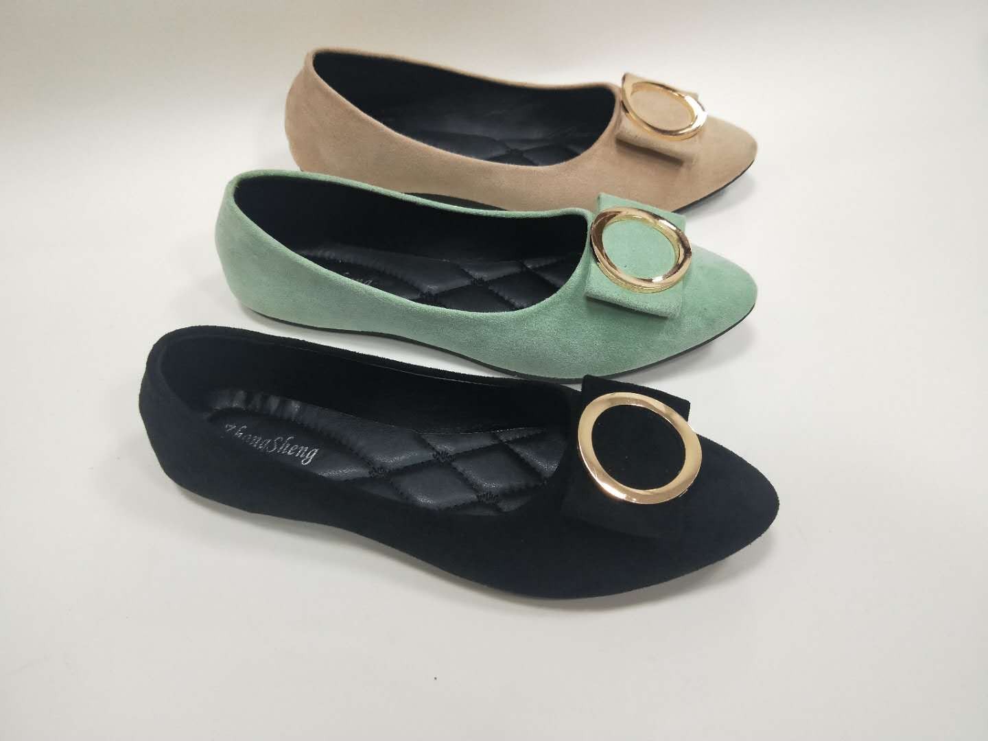 Women's flat shoes, pointed flat shoes, buckle fashion casual shoes