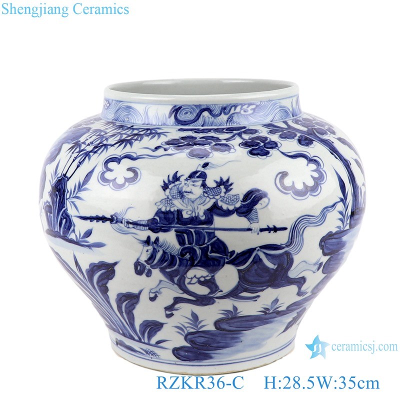 hand painted blue and white character story pattern porcelain vase