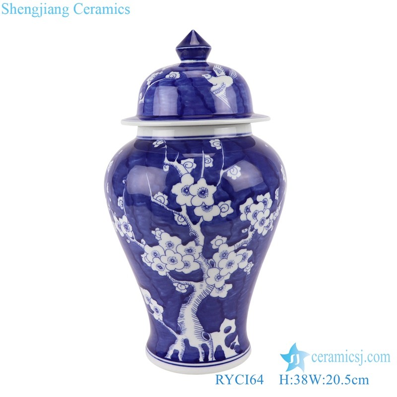 hand painted blue and white ice plum pattern porcelain ginger jar