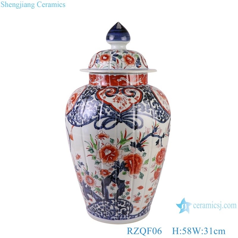 hand painted colorfull flower and bird pattern porcelain ginger jar