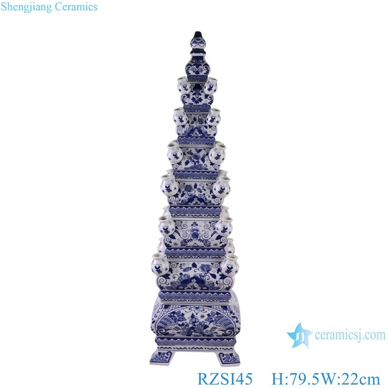 80cm Blue and White Porcelain flower Pattern Tulip Pagodas Vase 