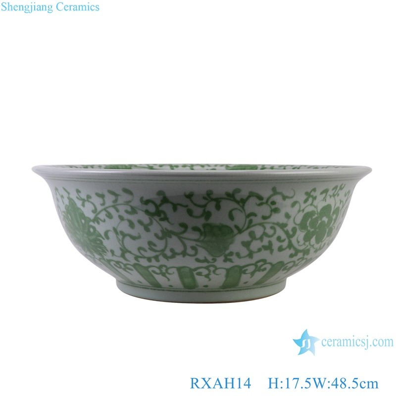 Green Twisted flower Pattern Jingdezhen Ceramic Big bowl Pot