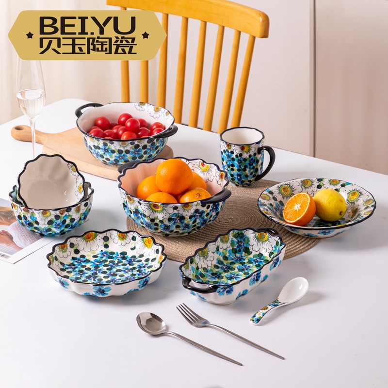 Beiyu Ceramic Bowl Household hand painted underglaze color eating bowl