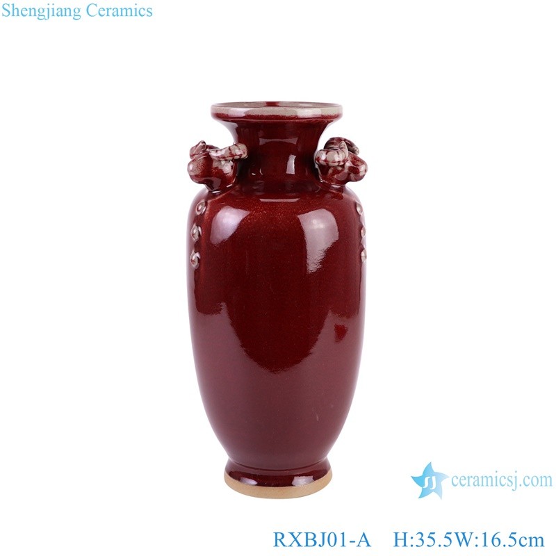 Porcelain Red Sanyang Kaitai Wax Gourd bottle Ceramic Vase