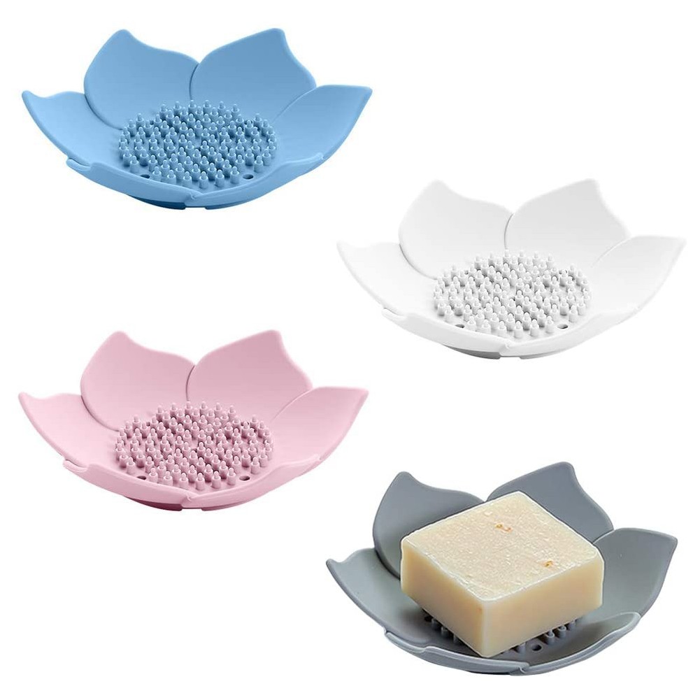 Lotus Soap Holder Silicone Washable Flower Silicone Shower Soap Dish