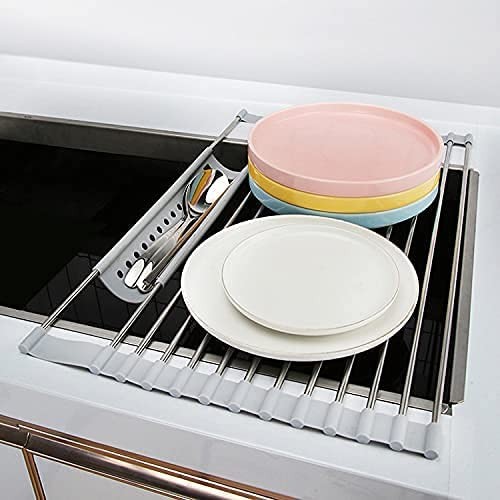 Over the Sink Plates Drying Racks Roll Up Silicone Folding Drain Racks